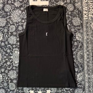 Saint Laurent Black Tank Top with White YSL Logo